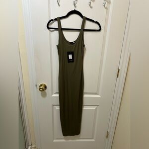 Army green bodycon midi dress size extra small